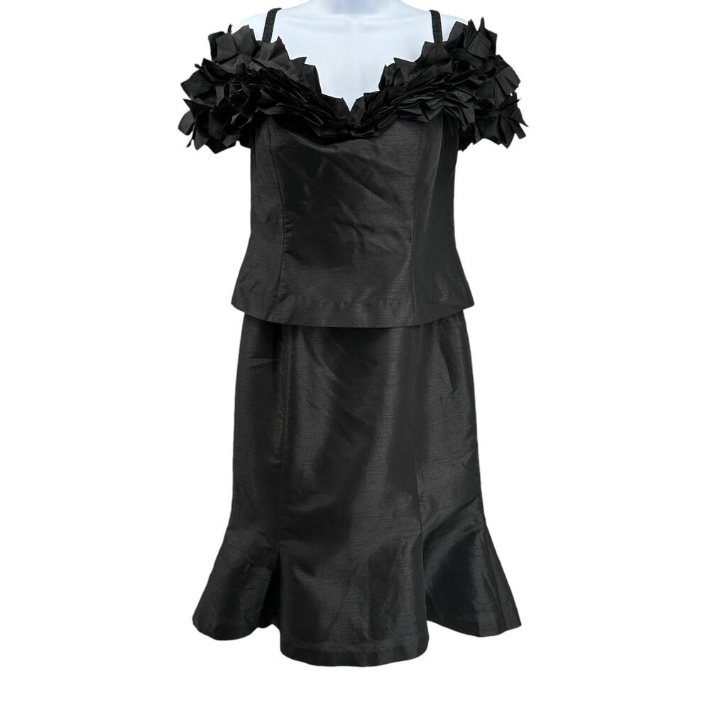 DayMor Couture Vintage Dramatic Black Gown Midi Dress Off Shoulder 6 Gothic - Picture 6 of 6